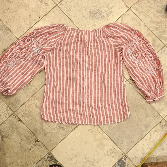 Anthropologie Red and White Embroidered Blouse - Picture 7 of 9